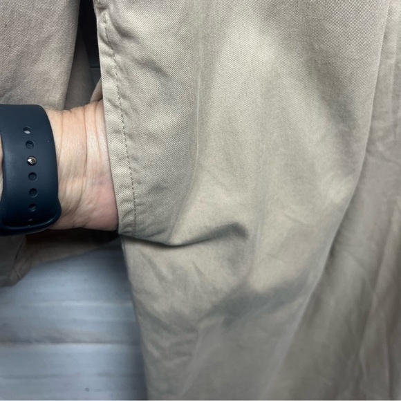 Orvis Shirt Dress Large Beige Long Sleeve Midi Half Button Pintuck Pockets USA - Picture 5 of 10